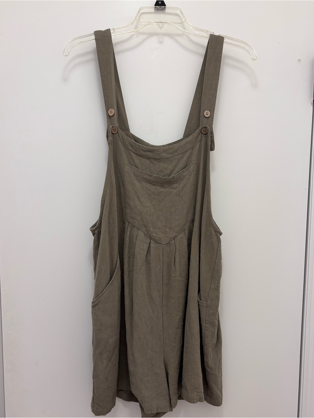 Anrabess Olive Green Casual Short Overalls - Picture 2 of 4